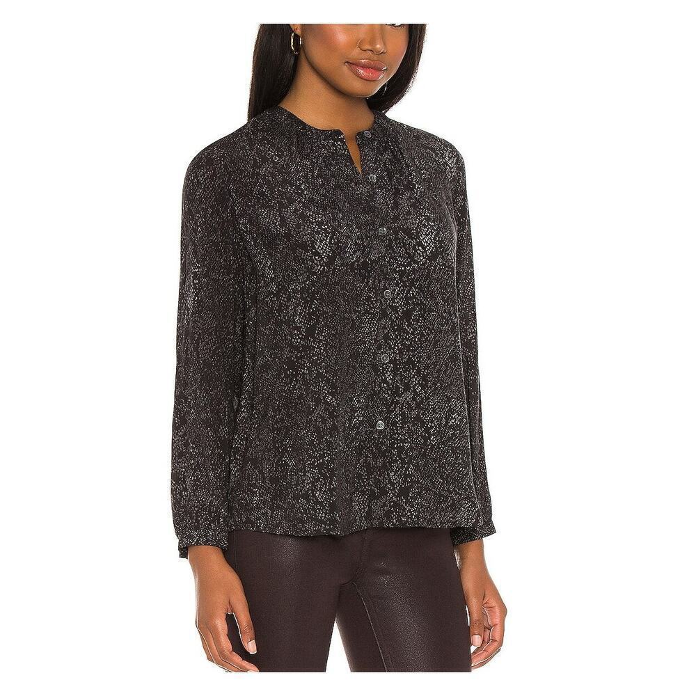 Rails Eloise Black Grey Snakeskin Button Down Blouse Size S
